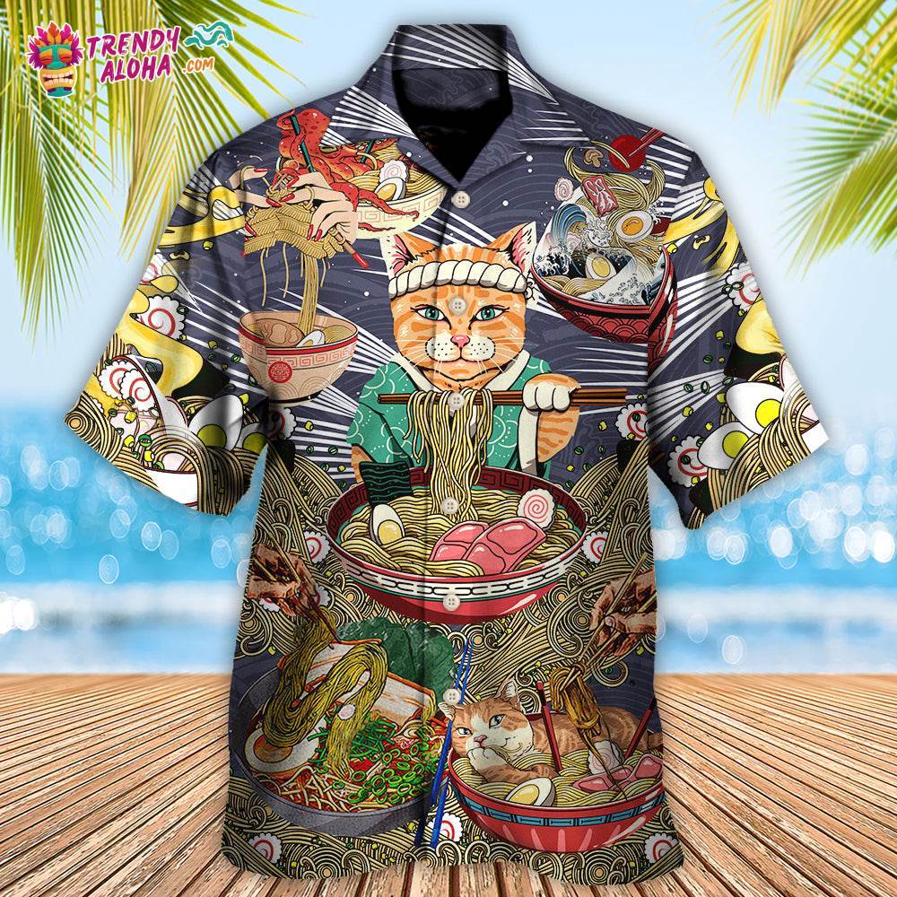 Cat Eating Ramen Lovely Hawaiian Shirt – Trendy Aloha