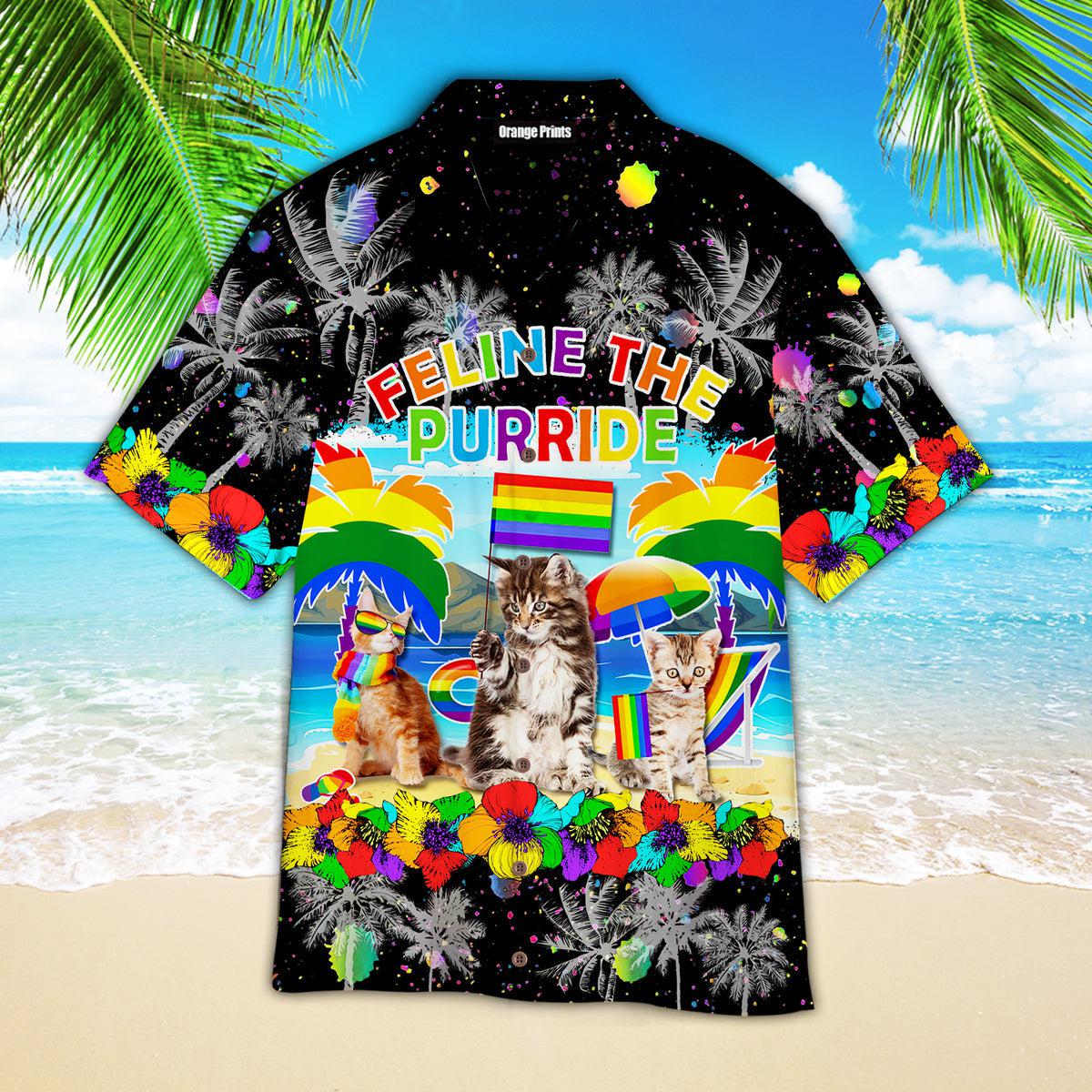 Cat Feline The Purride Happy Lgbt Hawaiian Shirt | For Men & Women |
