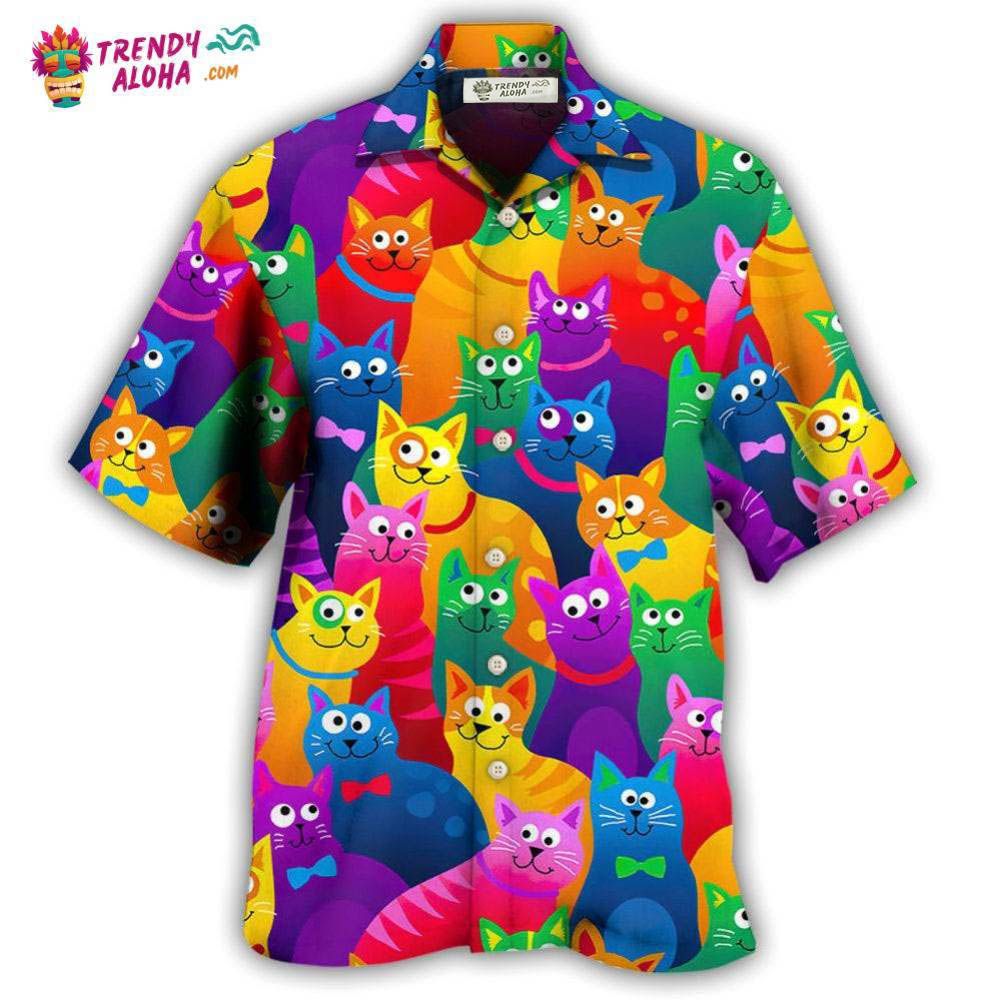 Cat Funny Colorful Style Hawaiian Shirt – Trendy Aloha Cat Funny Colorful Style Hawaiian Shirt – Trendy Aloha