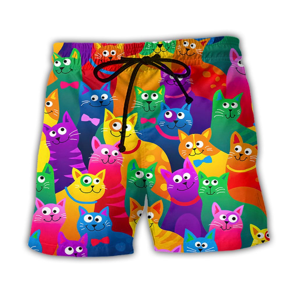 Cat Funny Colorful Style Trendy Aloha Hawaiian Beach Shorts Cat Funny Colorful Style Trendy Aloha Hawaiian Beach Shorts
