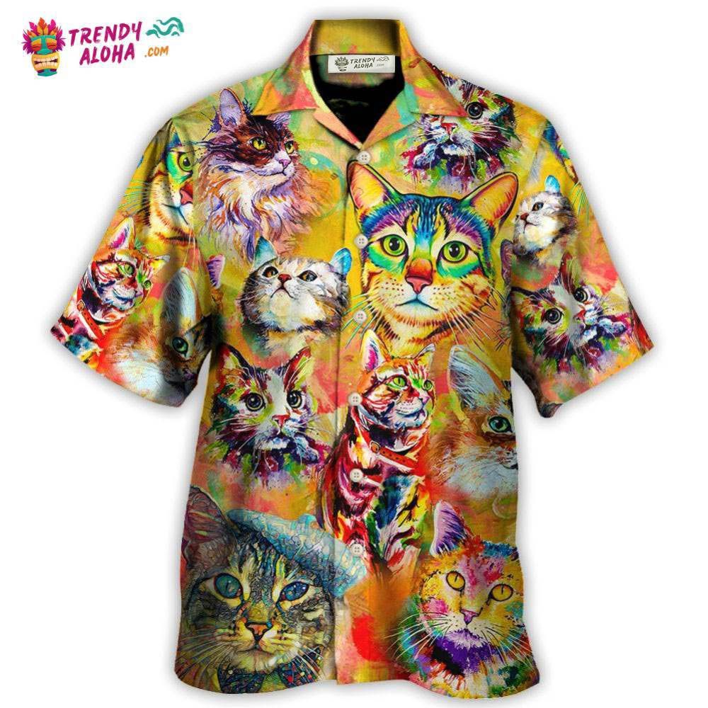 Cat Funny Lover Cat Colorful Painting Art Style Hawaiian Shirt – Trendy Aloha Cat Funny Lover Cat Colorful Painting Art Style Hawaiian Shirt – Trendy Aloha