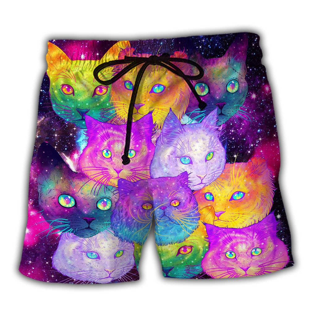 Cat Galaxy Coloful Cool Style Trendy Aloha Hawaiian Beach Shorts