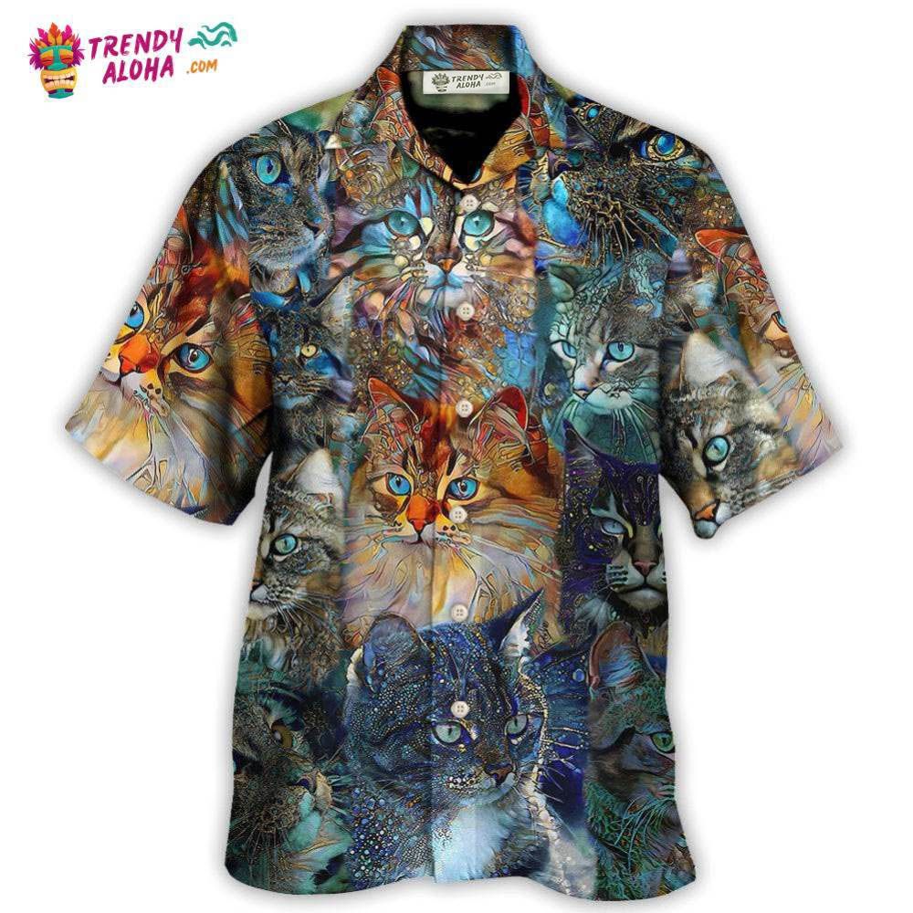 Cat Glass Art Colorful Cat Lover Hawaiian Shirt – Trendy Aloha Cat Glass Art Colorful Cat Lover Hawaiian Shirt – Trendy Aloha