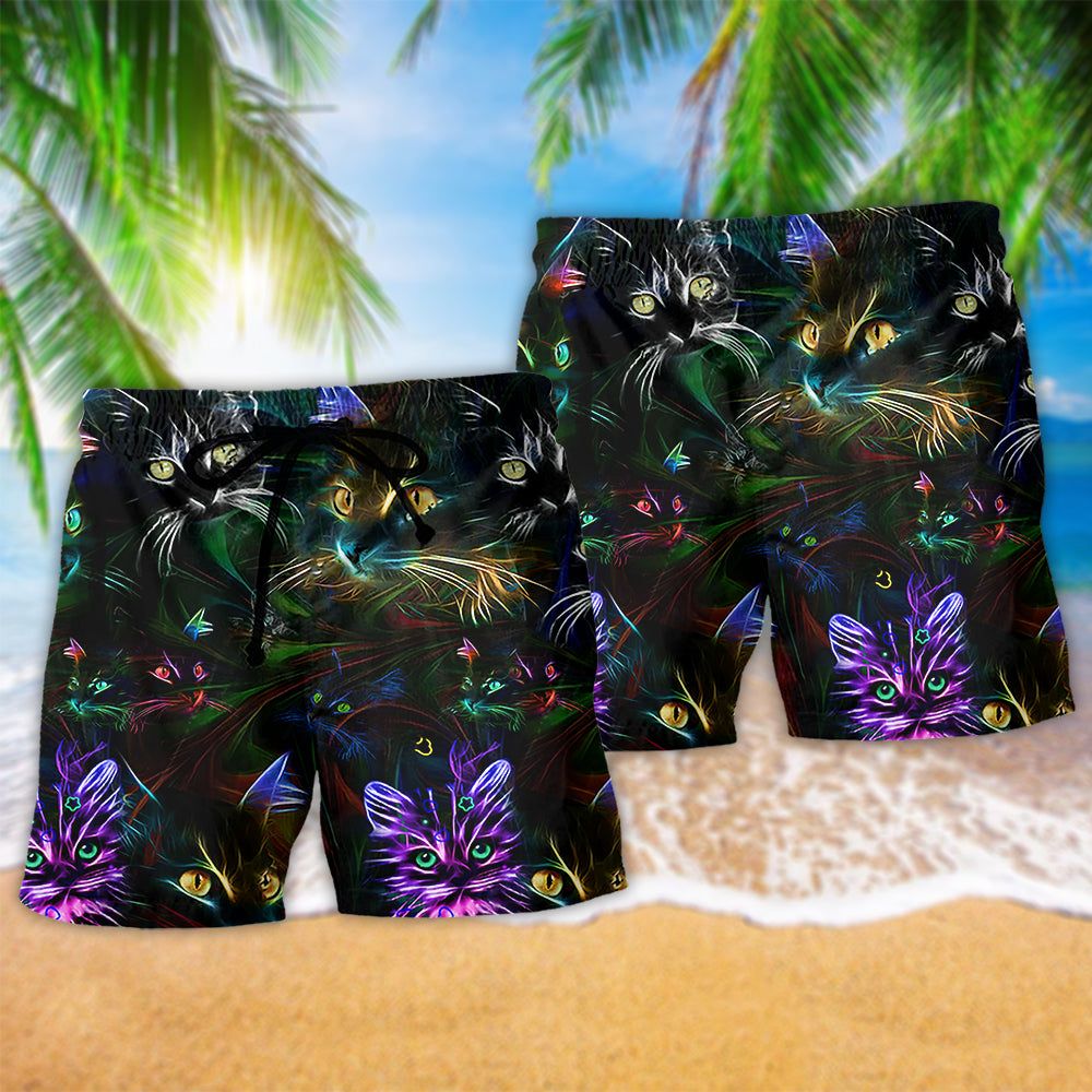 Cat Hair Don’t Care Trendy Aloha Hawaiian Beach Shorts
