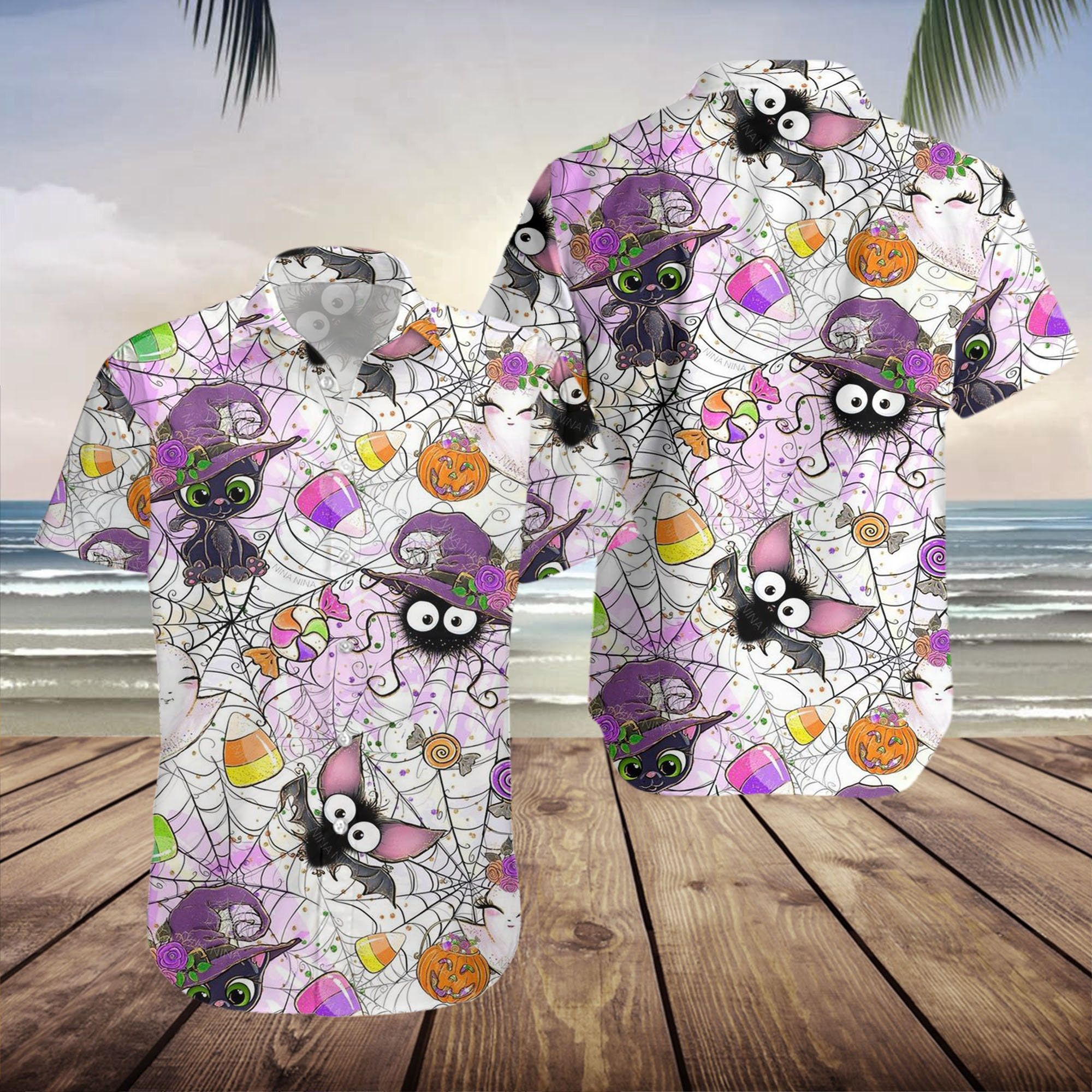 Cat Halloween Skull Pumpkin Trendy Hawaiian Shirt