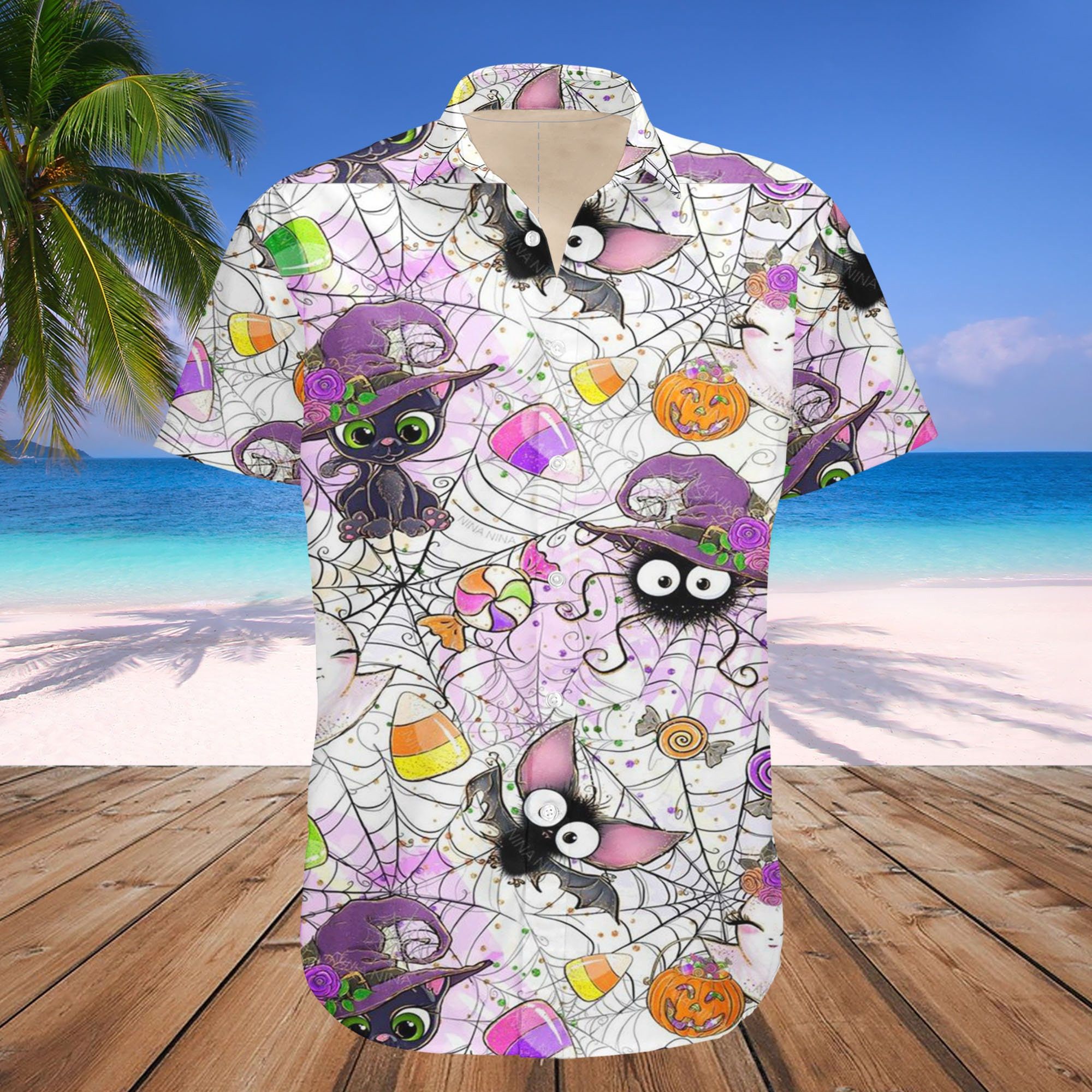 Cat Halloween Skull Pumpkin Trendy Hawaiian Shirt