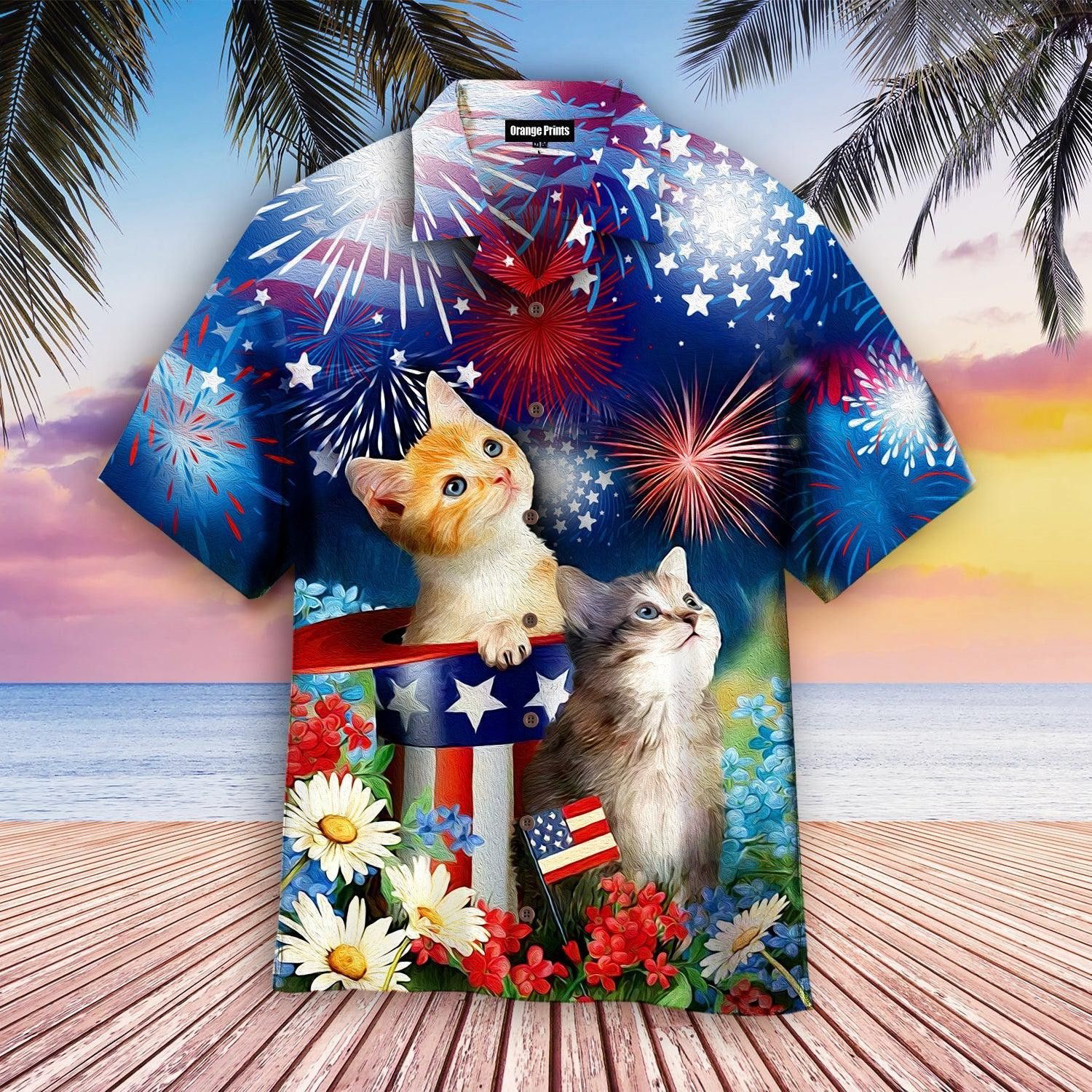 Cat Happy 4Th Of July Trendy Hawaiian Shirt