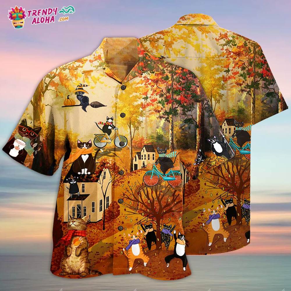 Cat Happy Fall Y’All Cat Hawaiian Shirt – Trendy Aloha