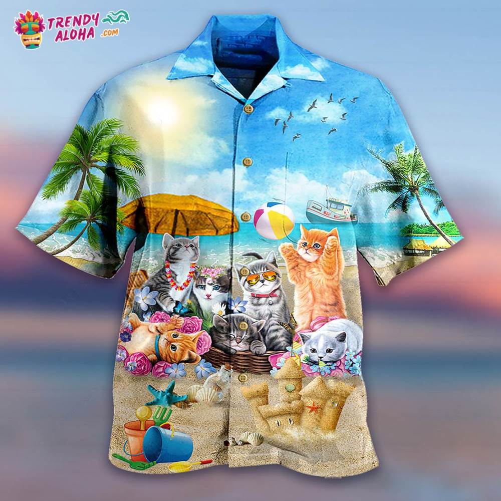 Cat Happy Love Beach Sunshine Hawaiian Shirt – Trendy Aloha