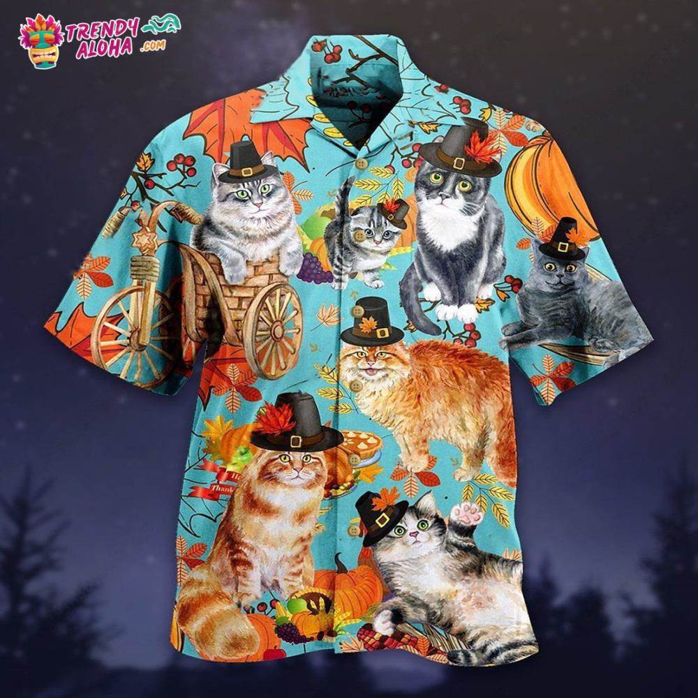 Cat Happy Thanksgiving Hawaiian Shirt – Trendy Aloha
