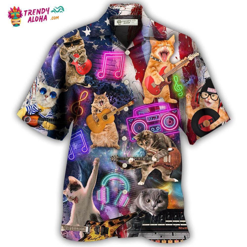 Cat Independence Day Cat Rocker Happy Hawaiian Shirt – Trendy Aloha Cat Independence Day Cat Rocker Happy Hawaiian Shirt – Trendy Aloha