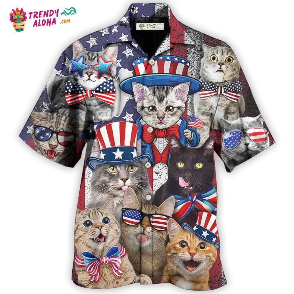 Cat Independence Day Funny Hawaiian Shirt – Trendy Aloha Cat Independence Day Funny Hawaiian Shirt – Trendy Aloha