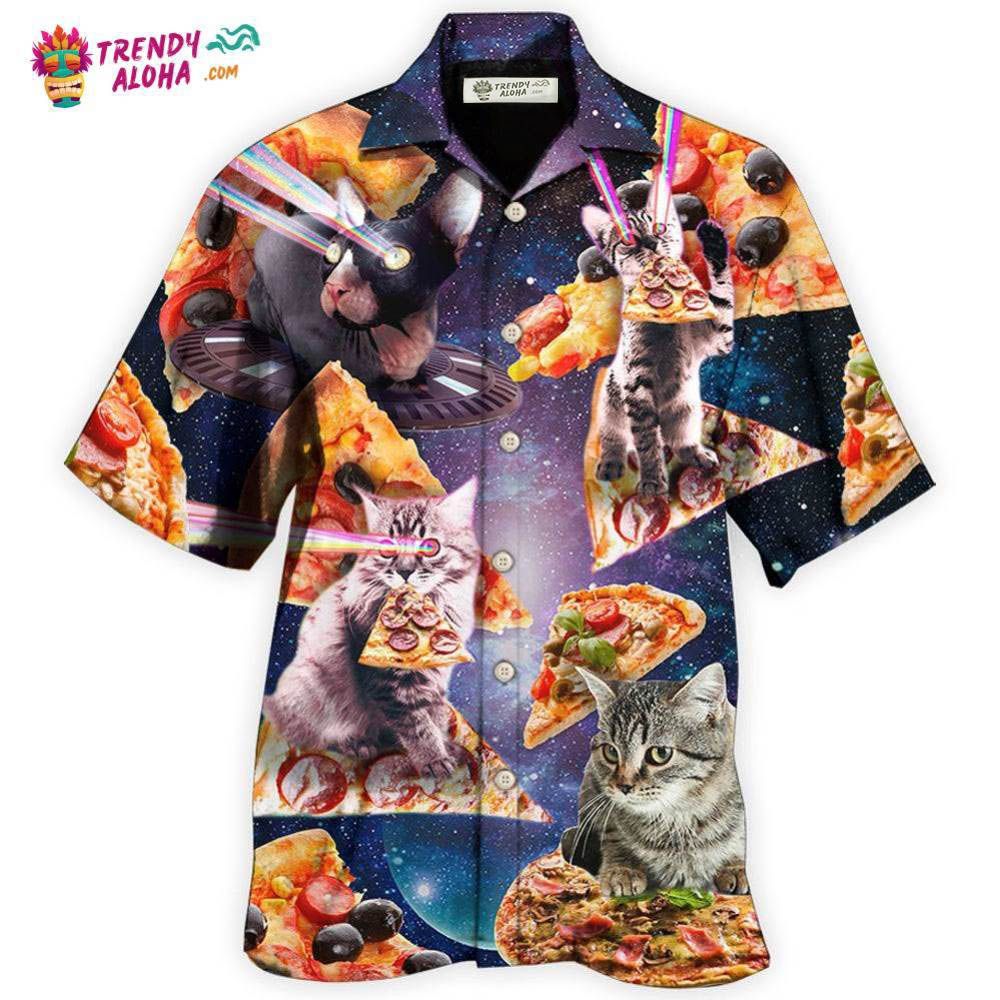 Cat Into The Galaxy Pizza Sky Hawaiian Shirt – Trendy Aloha Cat Into The Galaxy Pizza Sky Hawaiian Shirt – Trendy Aloha