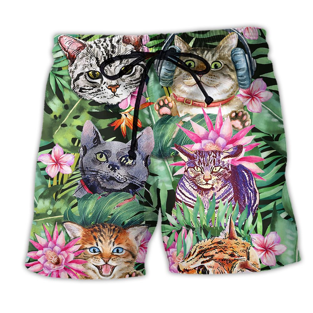 Cat Is My Life Trendy Aloha Hawaiian Beach Shorts