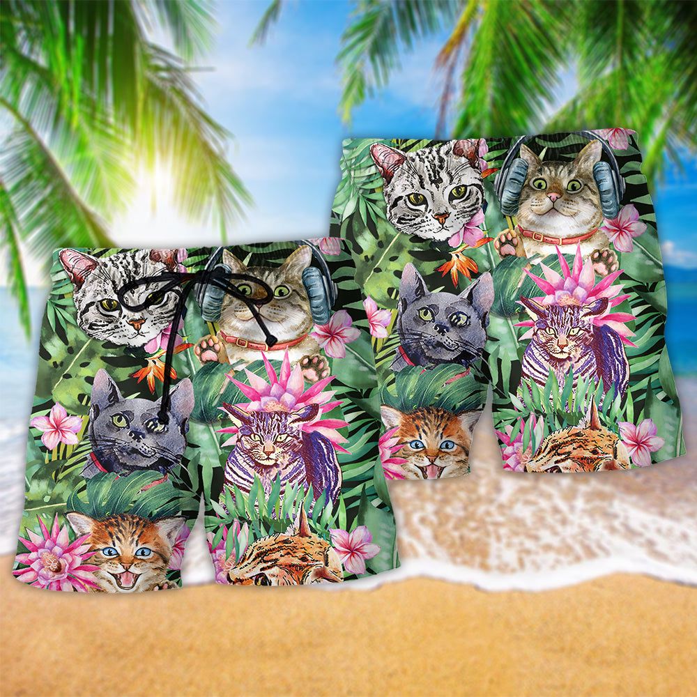 Cat Is My Life Trendy Aloha Hawaiian Beach Shorts