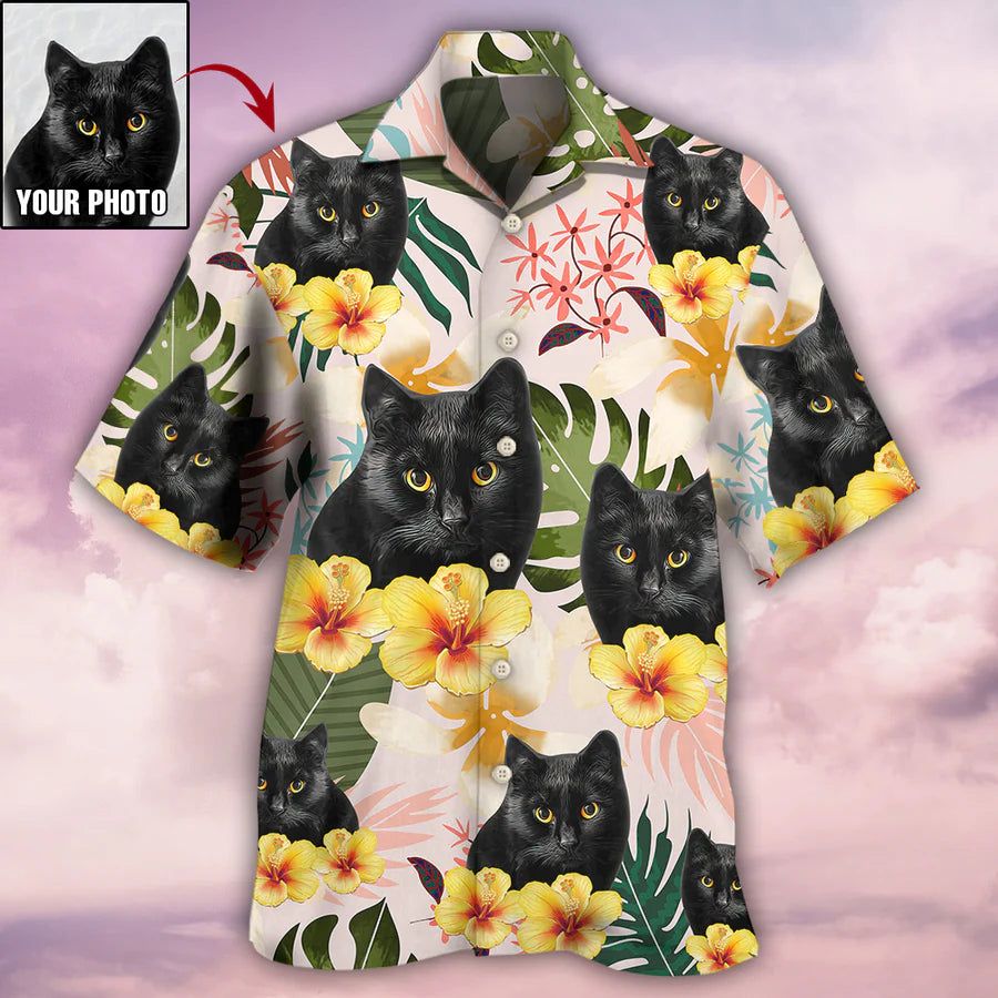 Cat Island Vibes: Tropical Custom Photo Hawaiian Shirt