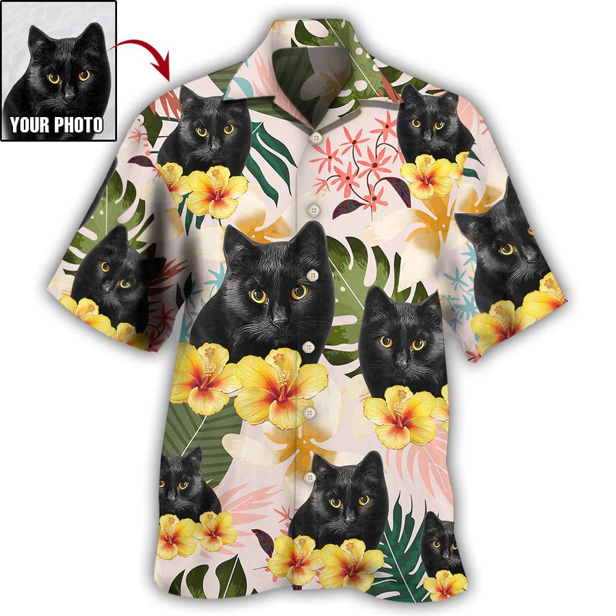 Cat Island Vibes: Tropical Custom Photo Hawaiian Shirt Cat Island Vibes: Tropical Custom Photo Hawaiian Shirt