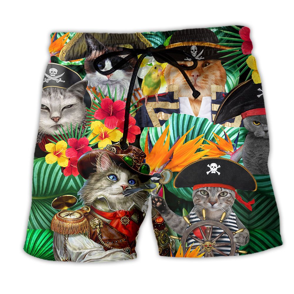 Cat It’s Pirate Life For Me Tropical Floral Trendy Aloha Hawaiian Beach Shorts Cat It’s Pirate Life For Me Tropical Floral Trendy Aloha Hawaiian Beach Shorts
