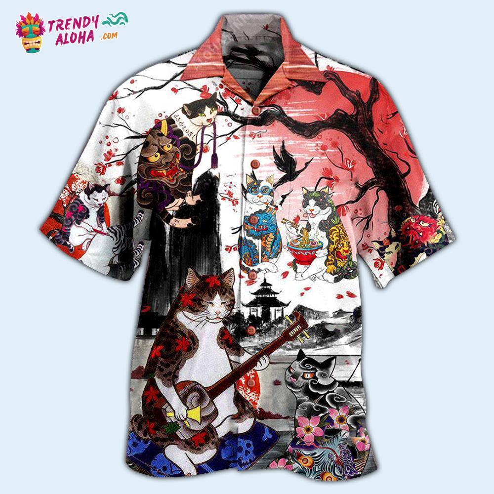 Cat Japanese Art Style Hawaiian Shirt – Trendy Aloha