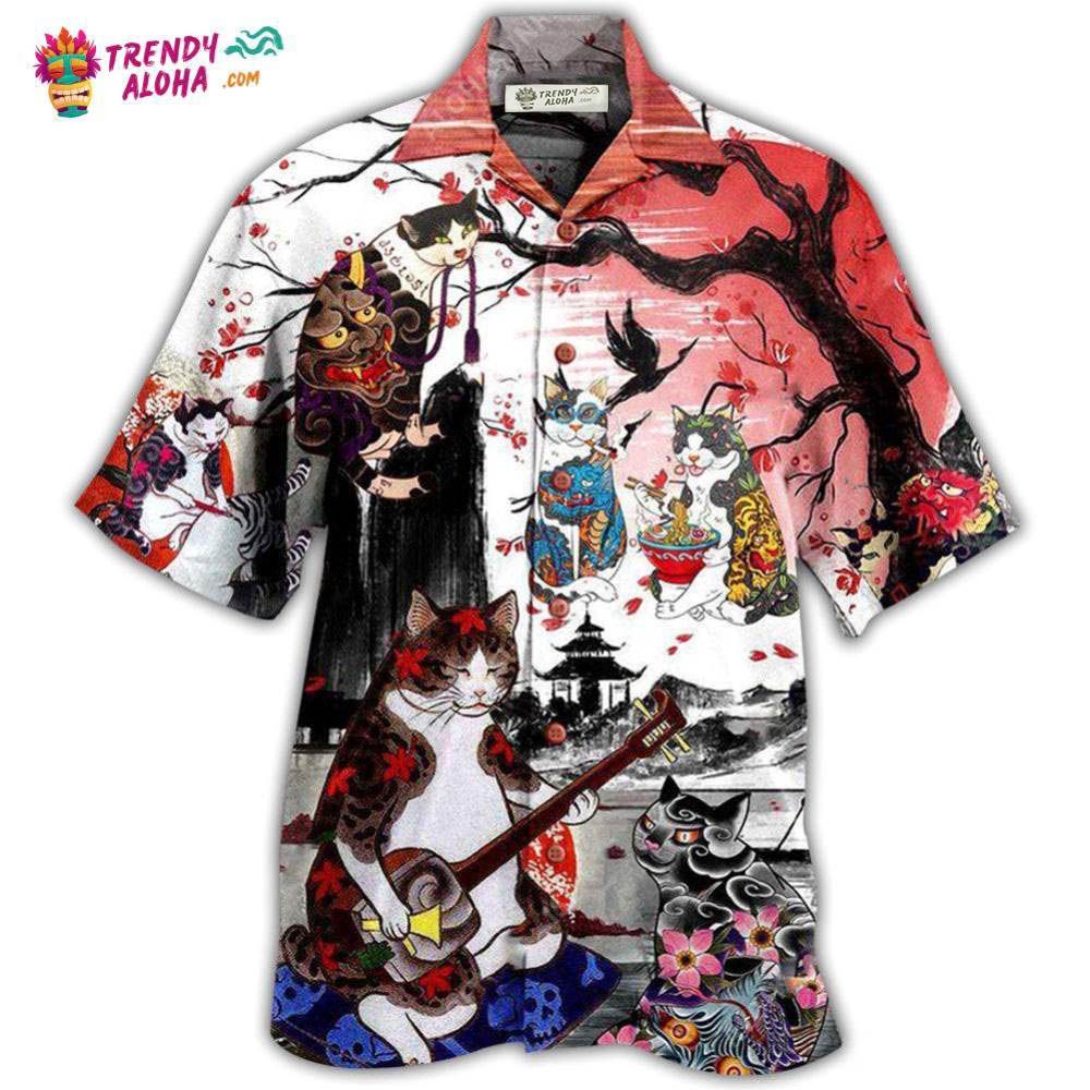 Cat Japanese Art Style Hawaiian Shirt – Trendy Aloha Cat Japanese Art Style Hawaiian Shirt – Trendy Aloha