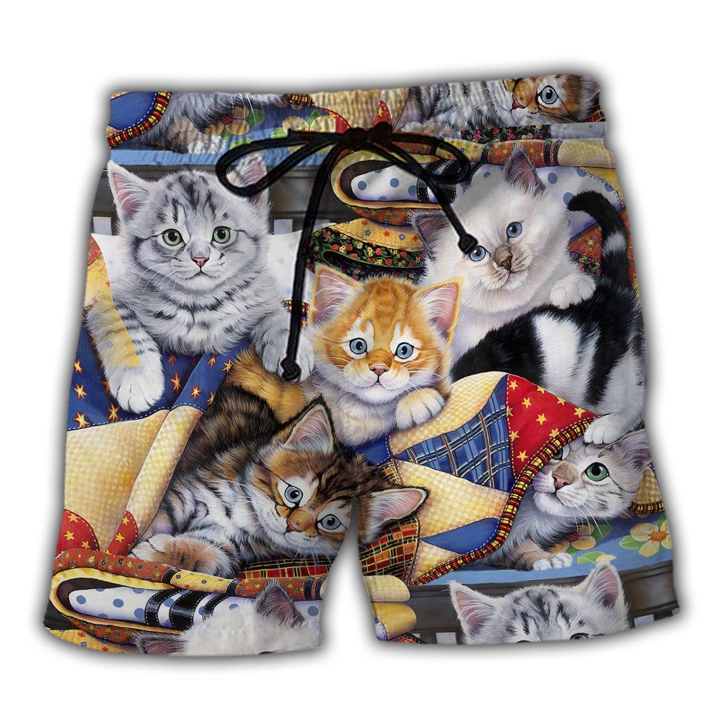Cat Kitten Is So Cute Trendy Aloha Hawaiian Beach Shorts