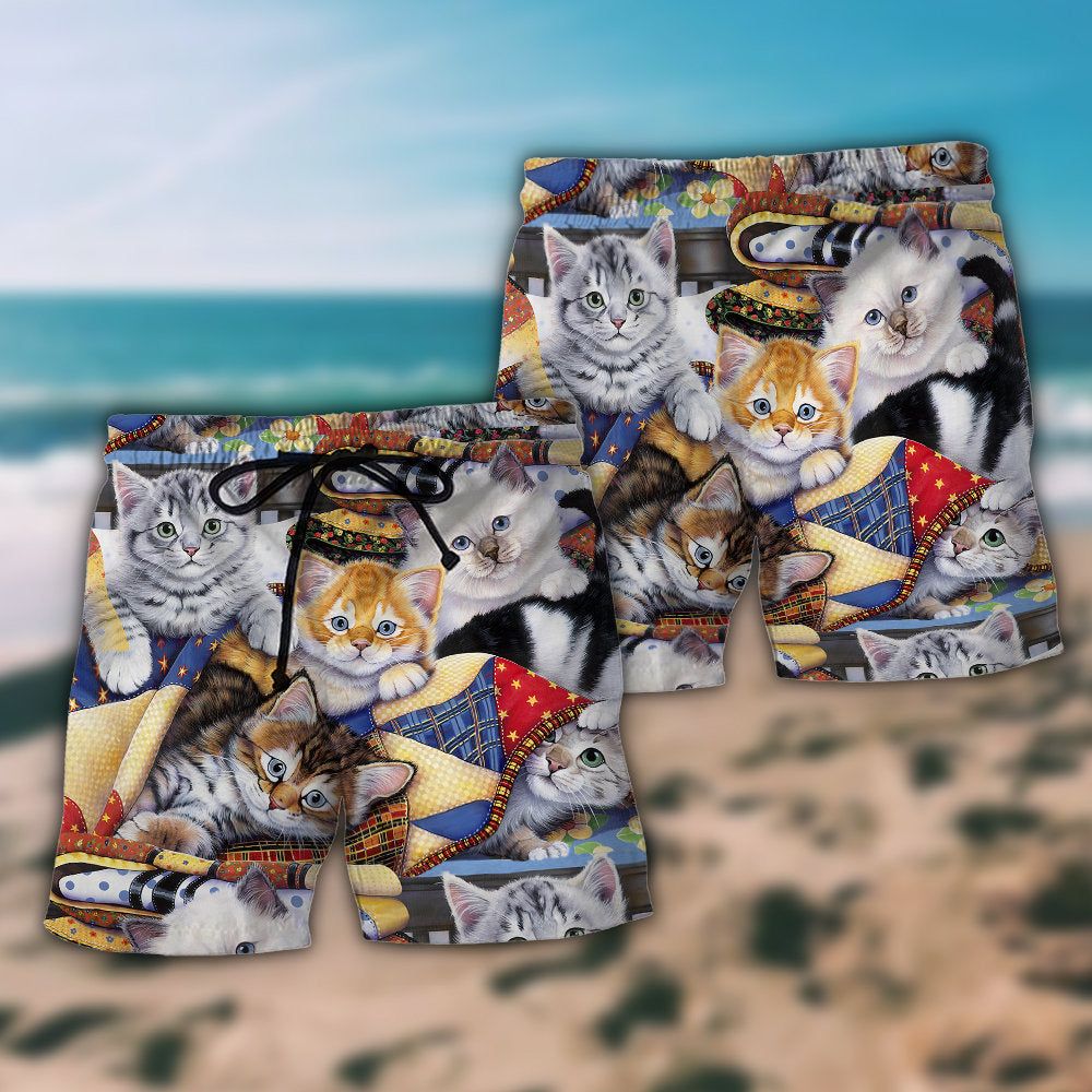 Cat Kitten Is So Cute Trendy Aloha Hawaiian Beach Shorts