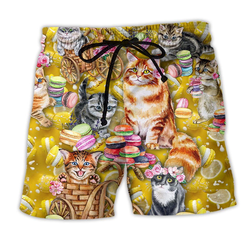 Cat Life Is Better With Cats And Maracon Color Trendy Aloha Hawaiian Beach Shorts