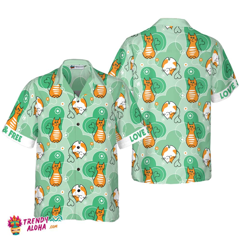 Cat Love And Free Hawaiian Shirt Cat Love And Free Hawaiian Shirt