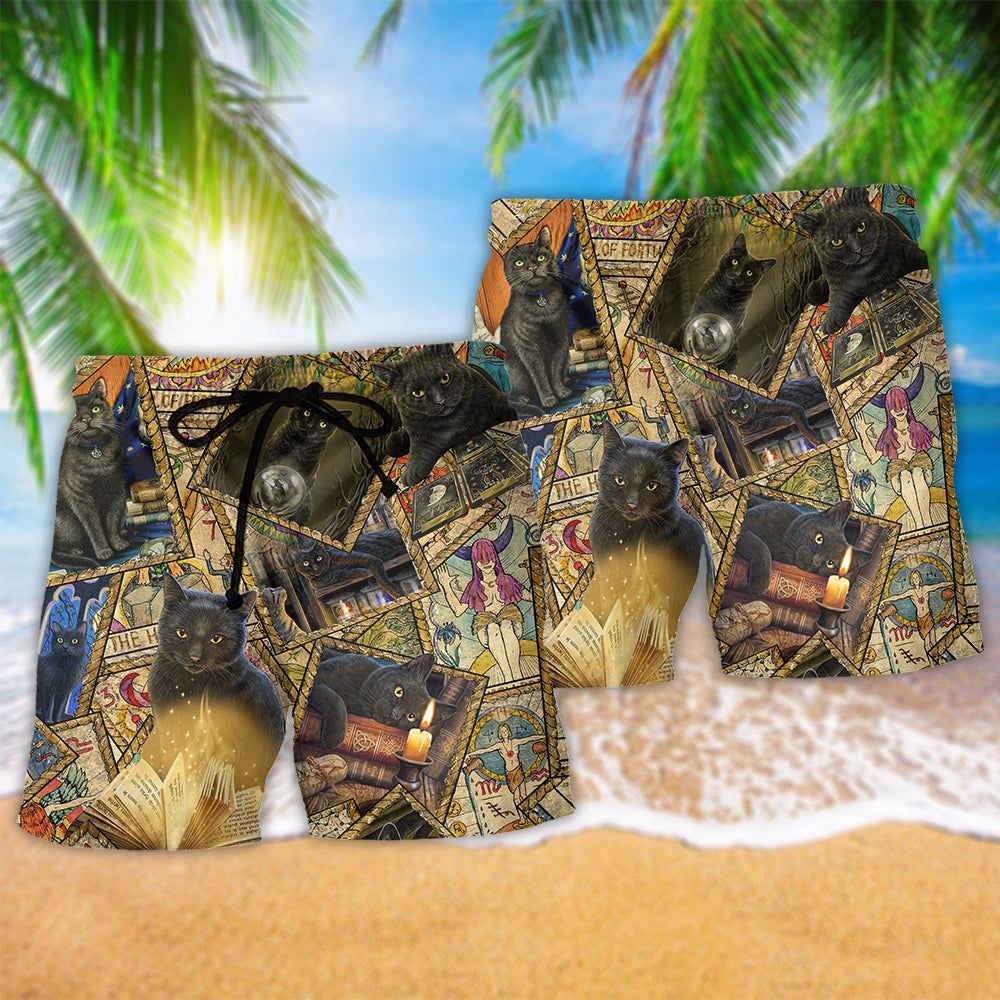 Cat Love Books Magic Trendy Aloha Hawaiian Beach Shorts