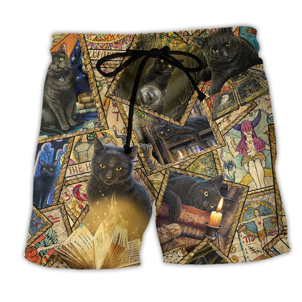 Cat Love Books Magic Trendy Aloha Hawaiian Beach Shorts