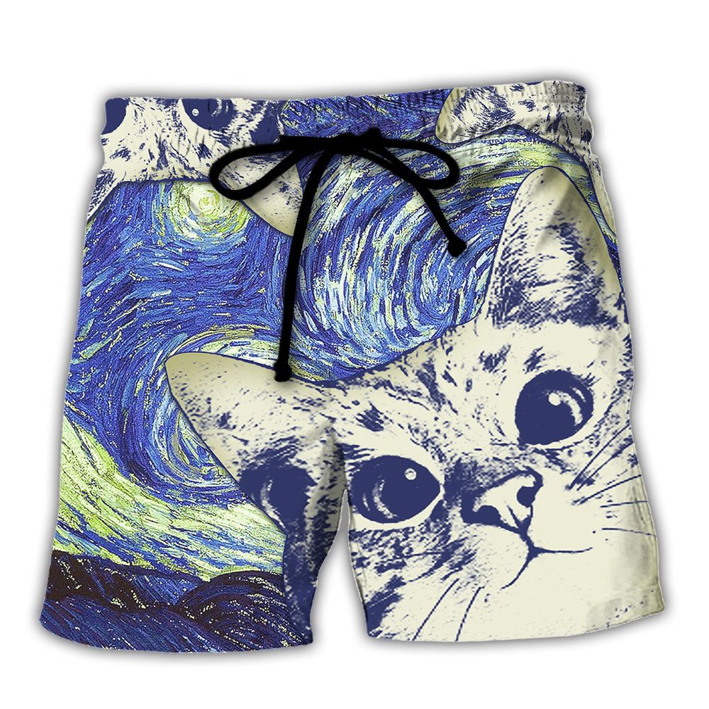 Cat Love Life Cute Trendy Aloha Hawaiian Beach Shorts Cat Love Life Cute Trendy Aloha Hawaiian Beach Shorts