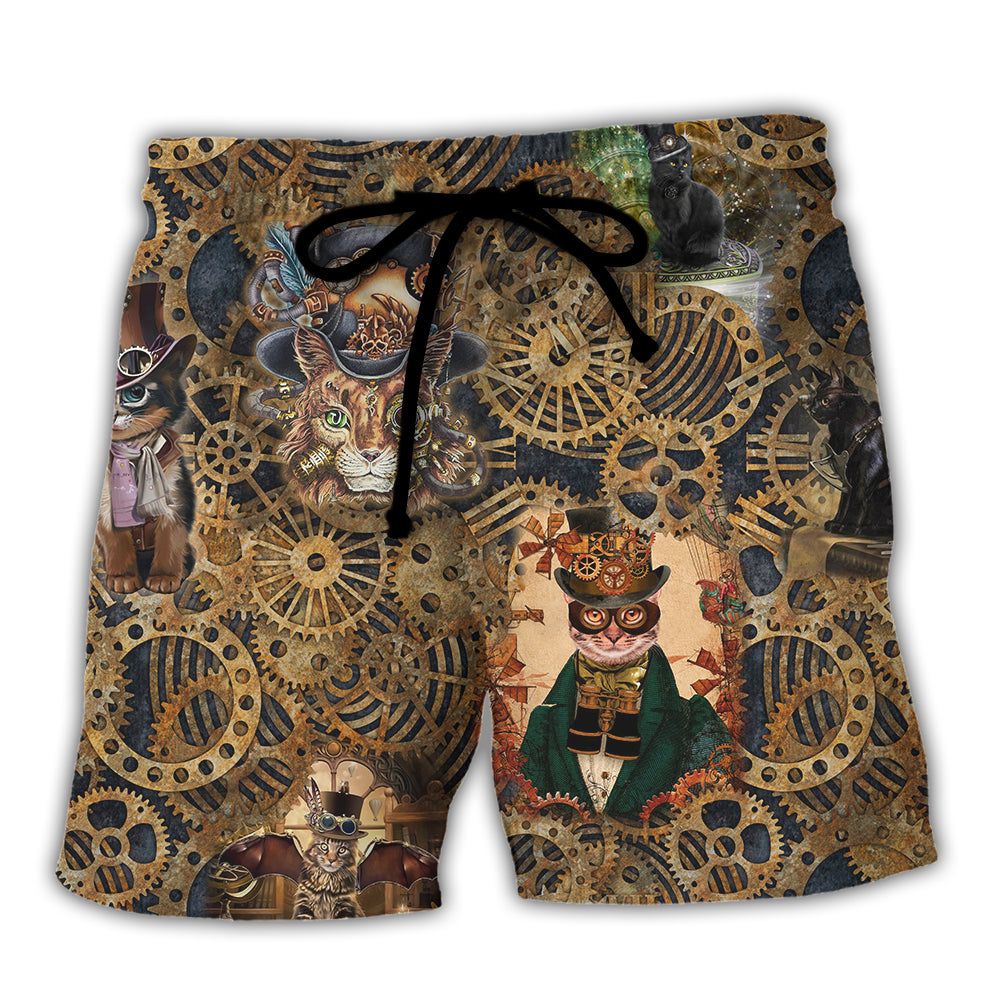 Cat Love Machine Vintage Trendy Aloha Hawaiian Beach Shorts Cat Love Machine Vintage Trendy Aloha Hawaiian Beach Shorts