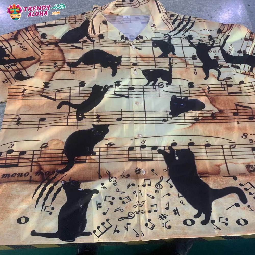 Cat Love Music Note Hawaiian Shirt – Trendy Aloha