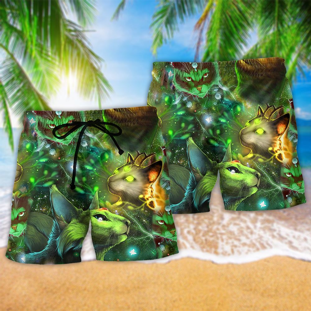 Cat Love Night And Star Stunning Trendy Aloha Hawaiian Beach Shorts