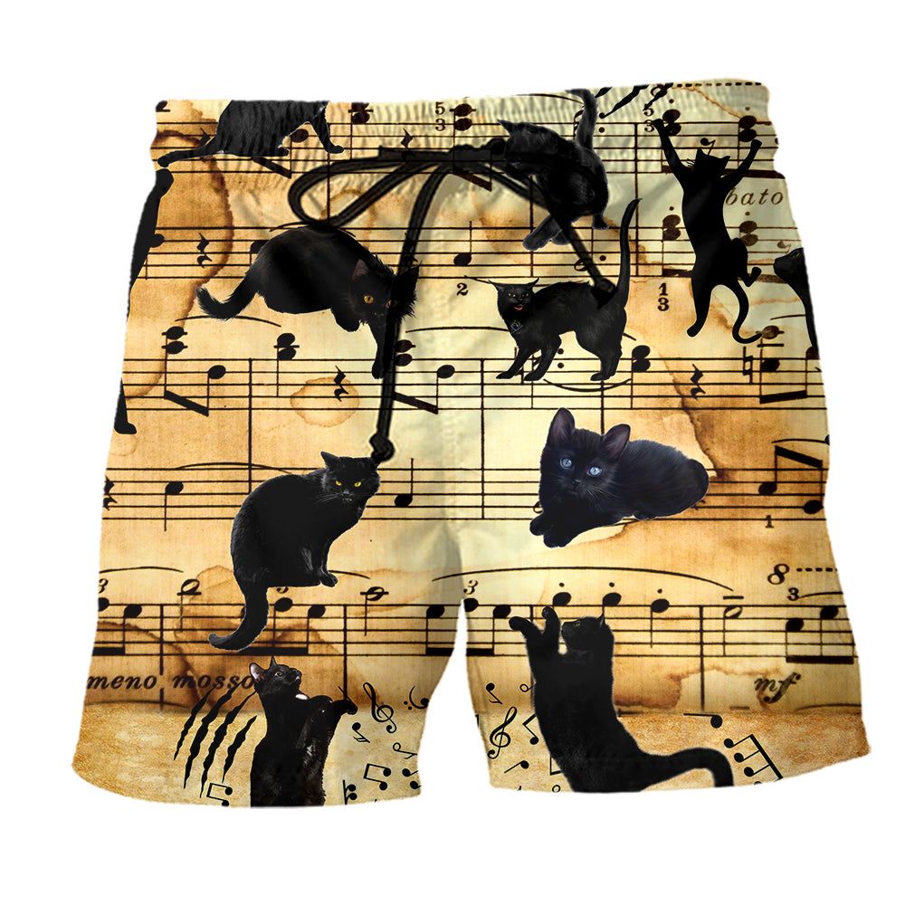 Cat Love Play Music Trendy Aloha Hawaiian Beach Shorts