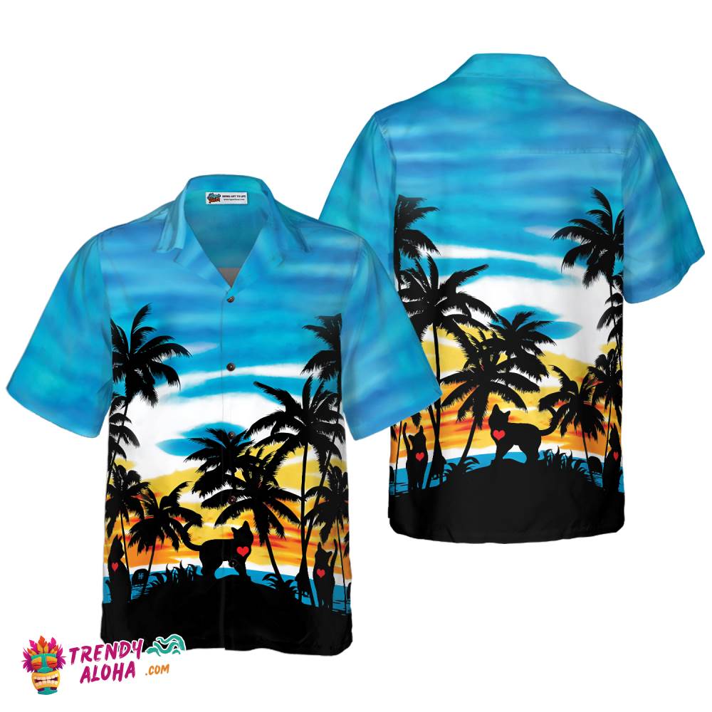 Cat Love Sunset Hawaiian Shirt