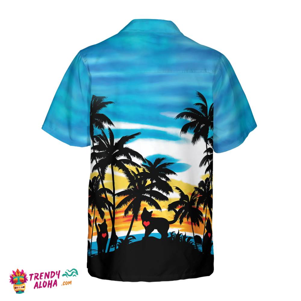 Cat Love Sunset Hawaiian Shirt