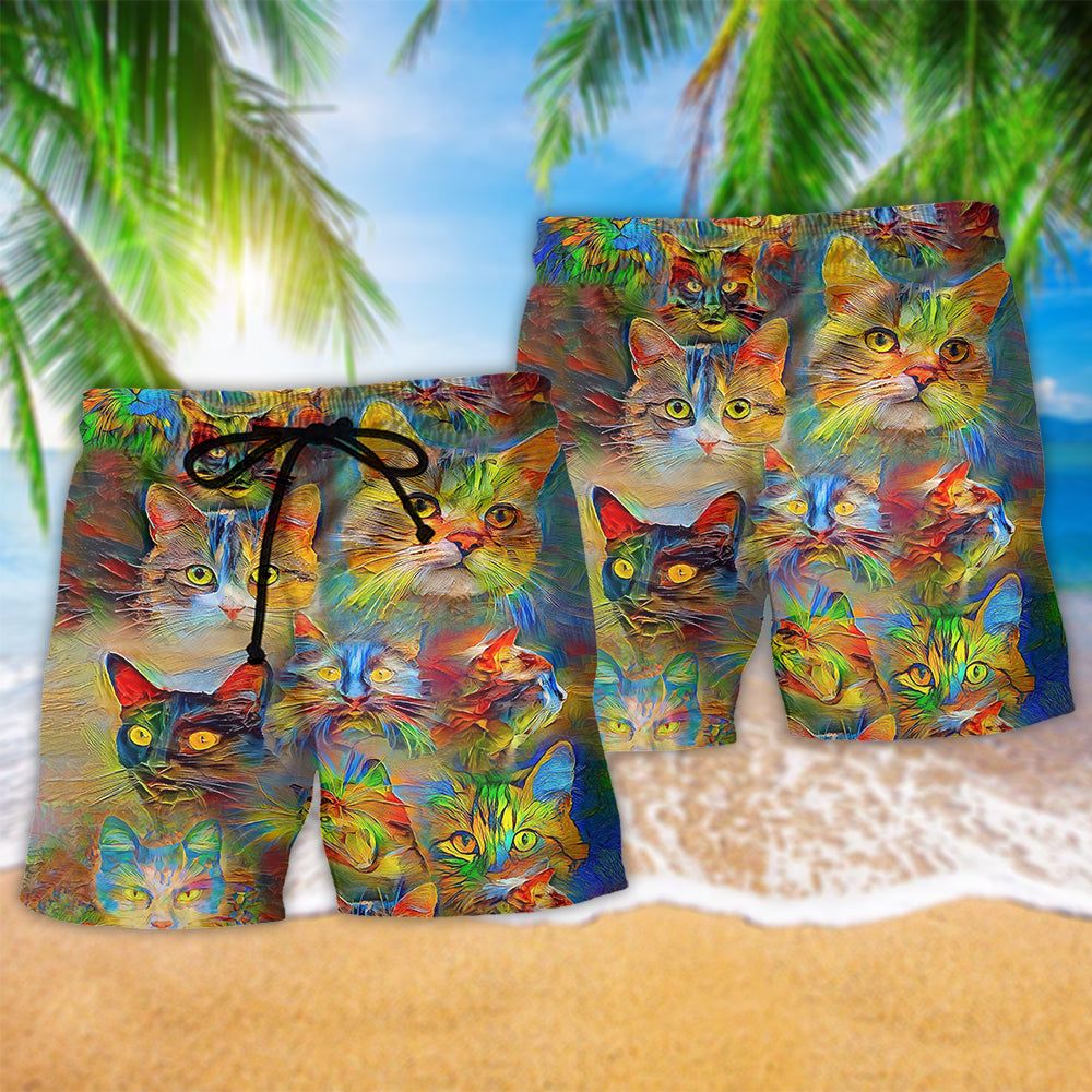 Cat Lovely Amazing Cats Trendy Aloha Hawaiian Beach Shorts