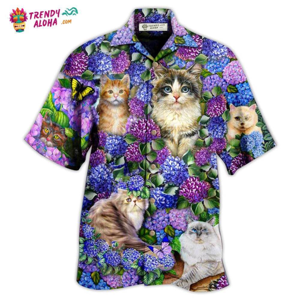 Cat Lovely And Purple Flowers Hawaiian Shirt – Trendy Aloha Cat Lovely And Purple Flowers Hawaiian Shirt – Trendy Aloha