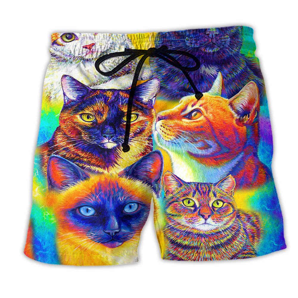 Cat Lovely Love Life Style Trendy Aloha Hawaiian Beach Shorts