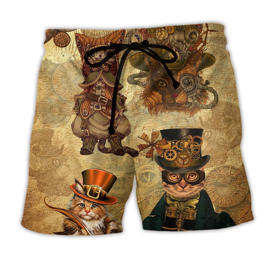 Cat Machine Vintage Style Trendy Aloha Hawaiian Beach Shorts Cat Machine Vintage Style Trendy Aloha Hawaiian Beach Shorts