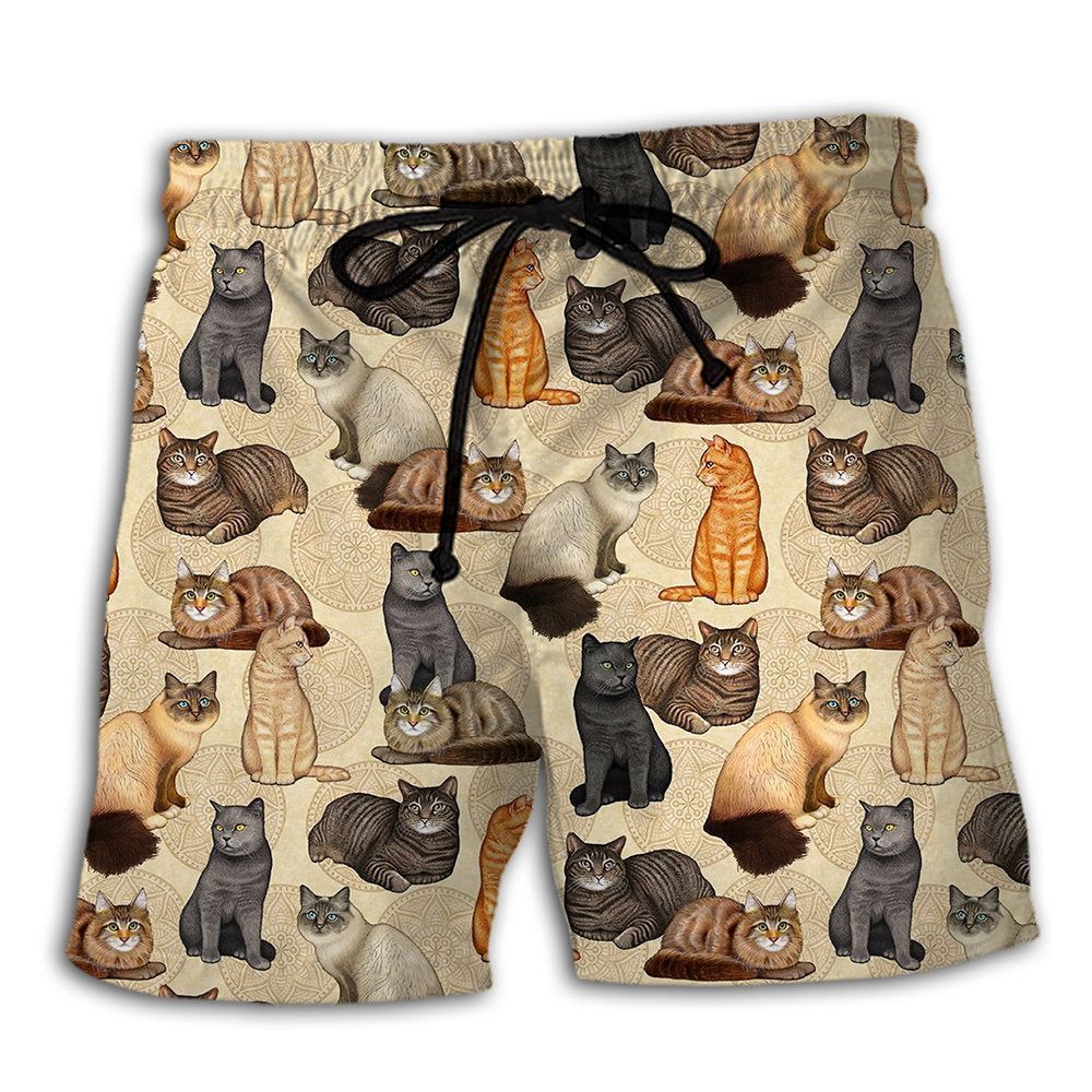 Cat Make Me Happy People Not So Much Trendy Aloha Hawaiian Beach Shorts