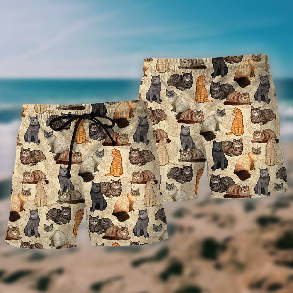 Cat Make Me Happy People Not So Much Trendy Aloha Hawaiian Beach Shorts