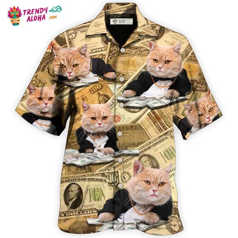 Cat Money Vintage Style Hawaiian Shirt – Trendy Aloha