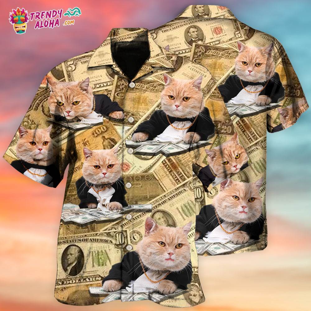 Cat Money Vintage Style Hawaiian Shirt – Trendy Aloha