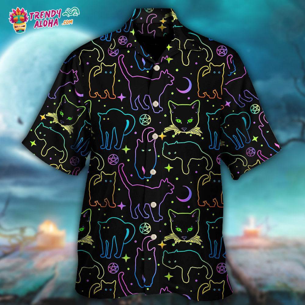 Cat Neon Colorful Playing With Kitten Magical Hawaiian Shirt – Trendy Aloha