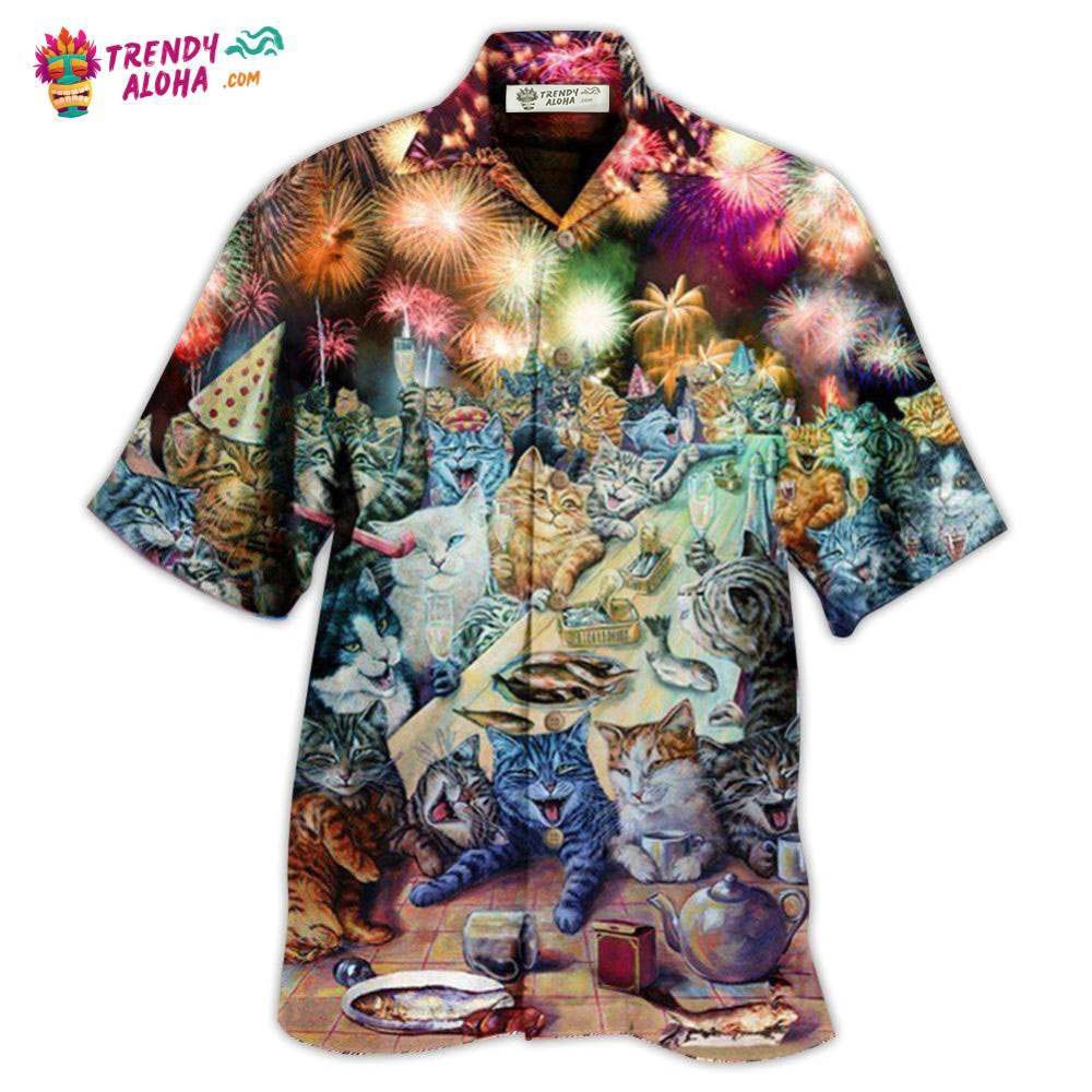 Cat New Years Party Of The Cats Hawaiian Shirt – Trendy Aloha Cat New Years Party Of The Cats Hawaiian Shirt – Trendy Aloha