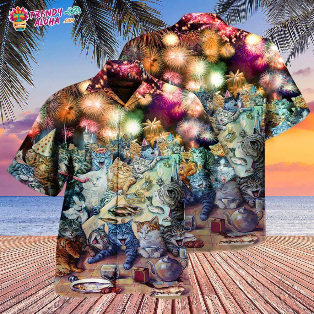 Cat New Years Party Of The Cats Hawaiian Shirt – Trendy Aloha