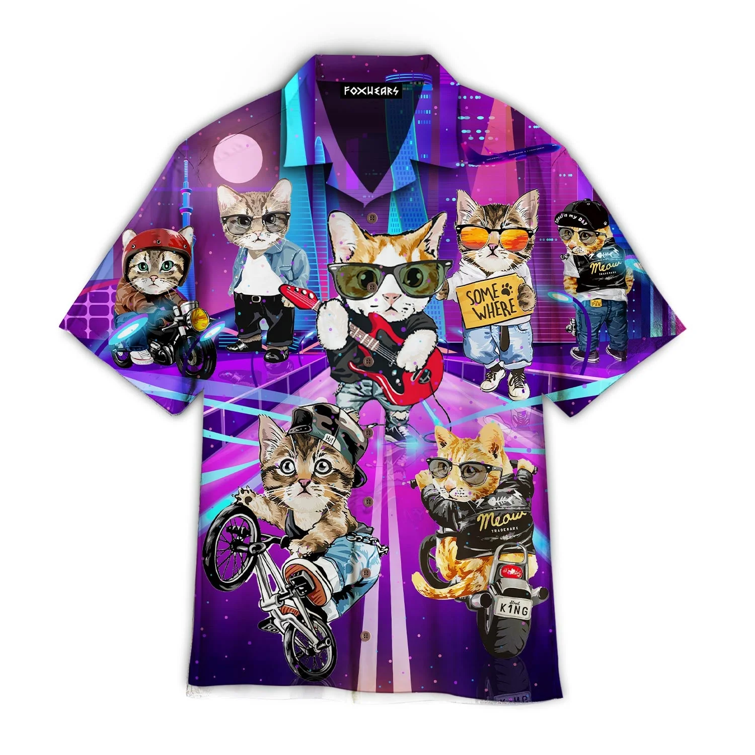 Cat On Street City Trendy Hawaiian Shirt