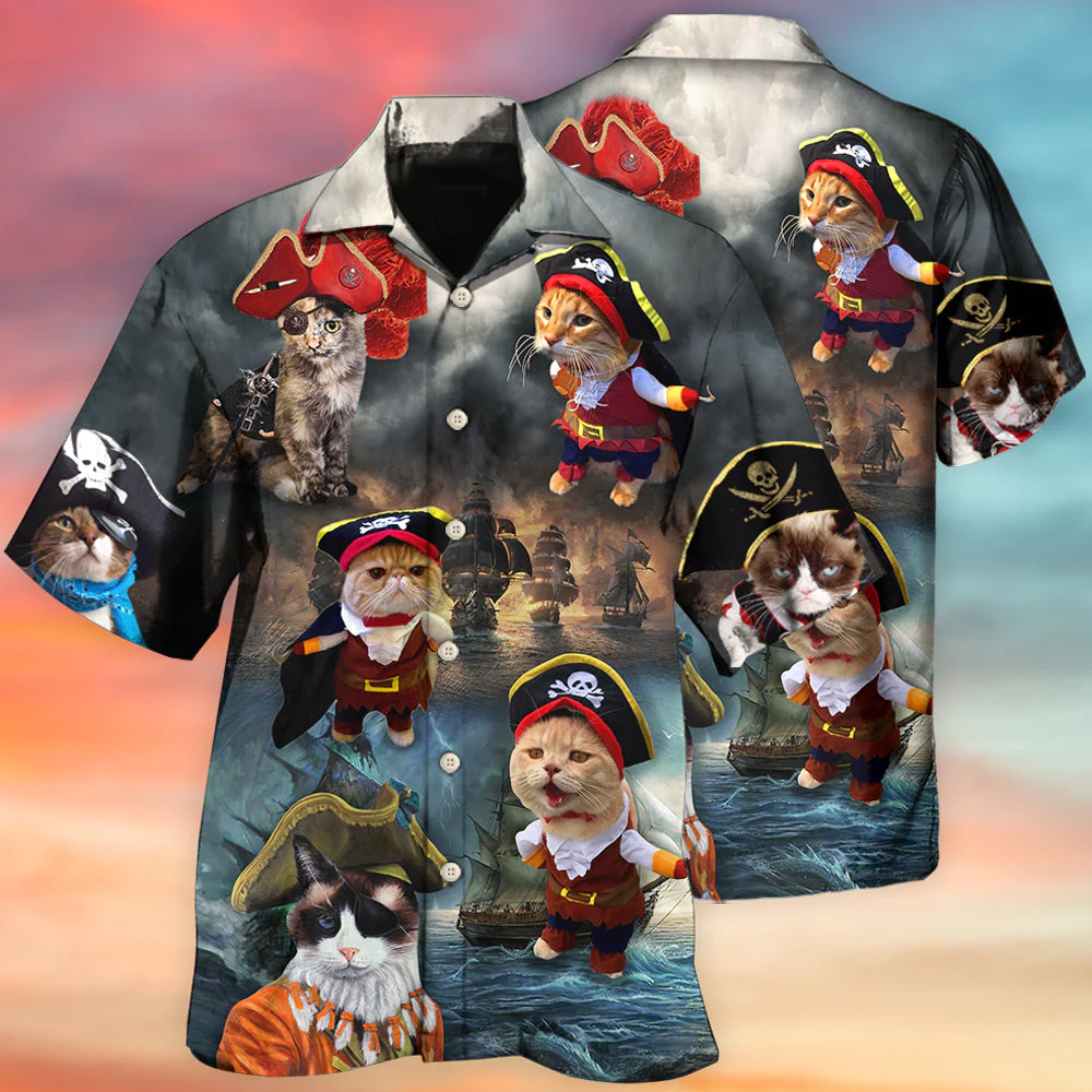 Cat Pirate 3D Hawaiian Shirt Perfect For Animal Lovers Cat Pirate 3D Hawaiian Shirt Perfect For Animal Lovers